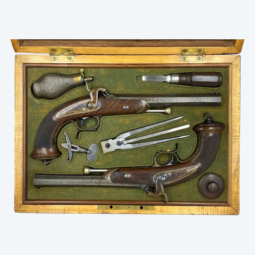 Necessary box containing a pair of Model 1833 officer pistols - Shooting price - COTTAZ example