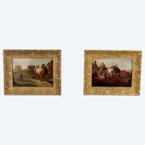 Paire de Tableaux « Scènes Espagnoles » – Milieu XIXe