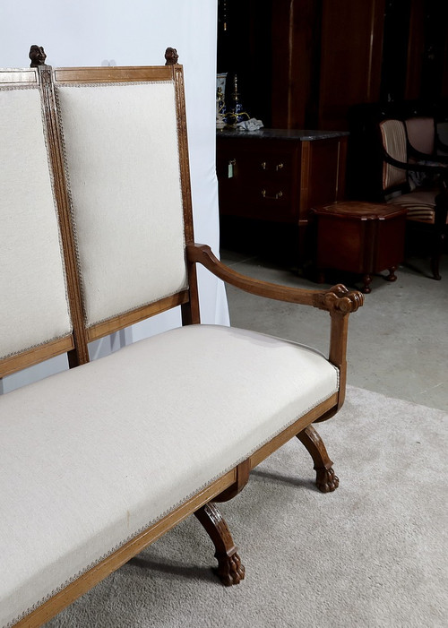 Rare Banquette en Noyer Massif, style Renaissance – Fin XIXe
