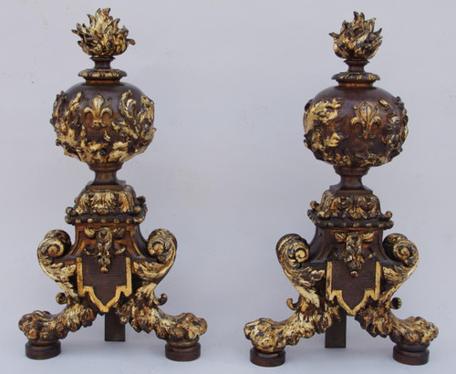 Paire De Chenets De Style Renaissance, Fin XIXème Siècle - LS2192751