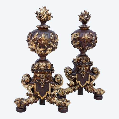 Paire De Chenets De Style Renaissance, Fin XIXème Siècle - LS2192751