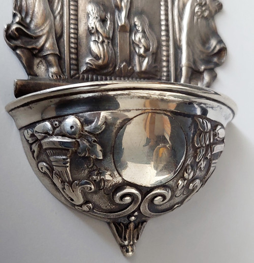 Benitier in solid silver hallmark Minerva late 19th high 12 width 5.5 depth 2.2 cm weight 48 gr