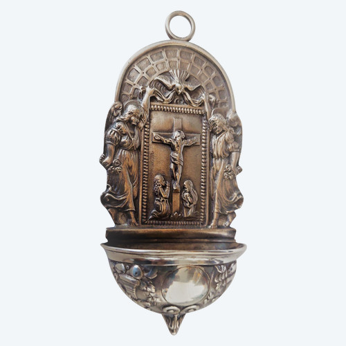 Benitier in solid silver hallmark Minerva late 19th high 12 width 5.5 depth 2.2 cm weight 48 gr