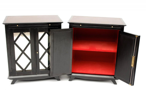 Pair Of Sideboards In Black Lacquer Decorated With Braces, Circa 1950 - LS27931601