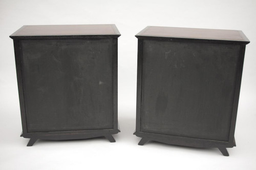 Pair Of Sideboards In Black Lacquer Decorated With Braces, Circa 1950 - LS27931601