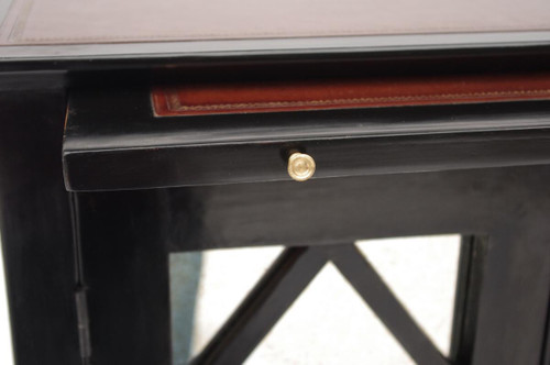 Pair Of Sideboards In Black Lacquer Decorated With Braces, Circa 1950 - LS27931601