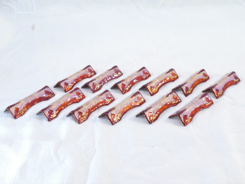 Rare 12 knife holders in LIMOGES enamels signed MARYLOU