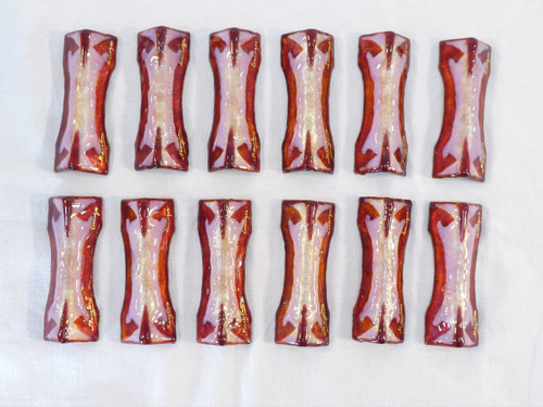 Rare 12 knife holders in LIMOGES enamels signed MARYLOU