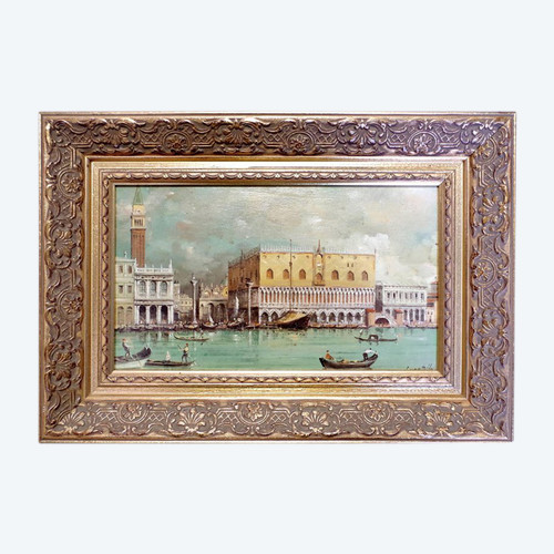 Paolo Lucatello, St. Mark's Square, Oil on panel, late 20th century - LS3677301