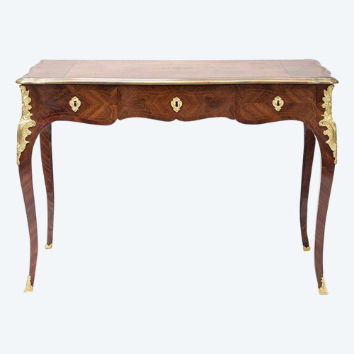 Piccola scrivania piatta in stile Luigi XV con intarsi in kingwood, circa 1880 - LS34421601