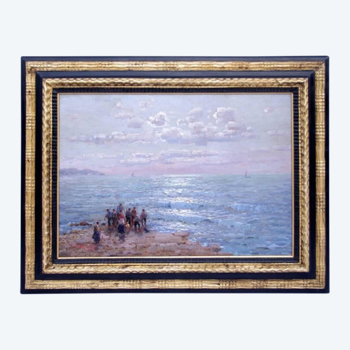 Federico Morello, « Pescatori », Huile sur panneau, XXe siècle - LS2781701