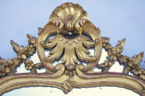 Specchio perlato in stile Luigi XV in legno dorato, XIX secolo - LS2582
