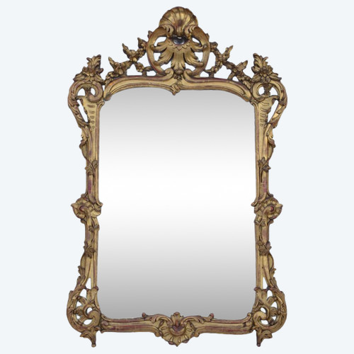 Miroir à parcloses de style Louis XV en bois doré, XIXe siècle - LS2582