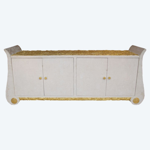 White and gold sideboard, in the Italian style, circa 1980 - LS25911601
