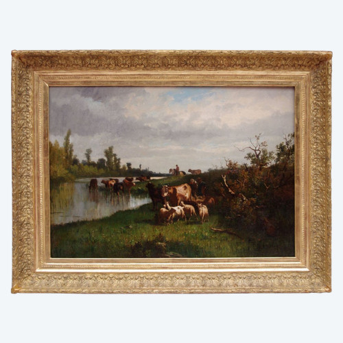 Antonio Cortes, Scène pastorale, huile sur toile, XIXème siècle - LS20311151
