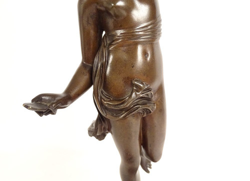 Scultura Statuetta in bronzo Dea Afrodite Nuda Venere Naiade XVIII secolo