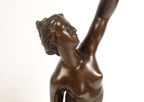 Scultura Statuetta in bronzo Dea Afrodite Nuda Venere Naiade XVIII secolo