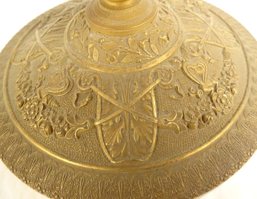 Paire Bougeoirs Flambeaux Bronze Doré Papillons Fleur Fruit Ier Empire XIXè
