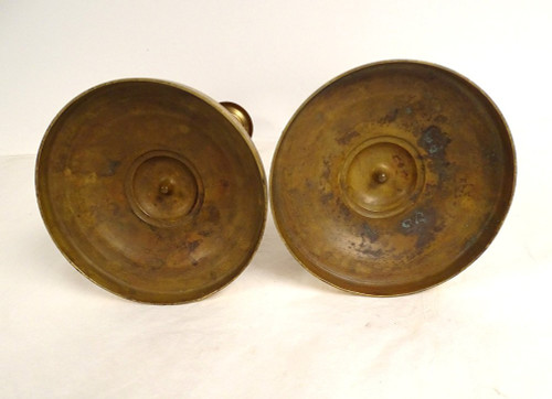 Paire Bougeoirs Flambeaux Bronze Doré Papillons Fleur Fruit Ier Empire XIXè