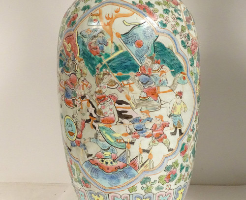 Pair of Large Chinese Porcelain Vases Tongzhi Horse Figures 19th century