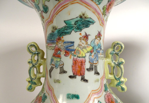 Pair of Large Chinese Porcelain Vases Tongzhi Horse Figures 19th century