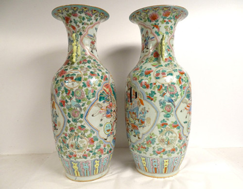 Pair of Large Chinese Porcelain Vases Tongzhi Horse Figures 19th century