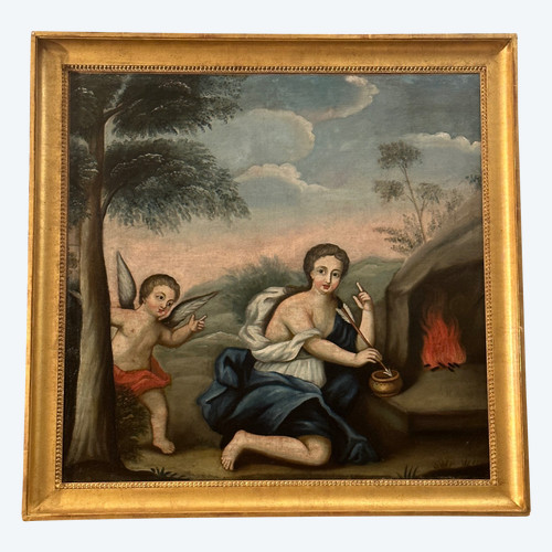 Öl auf Leinwand Amorschule aus dem 18. Jahrhundert um 1750