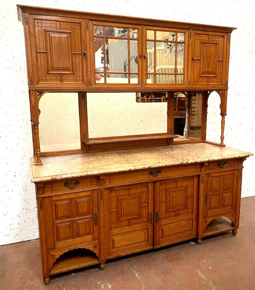 Buffet Vitrine De Style Louis XVI En Bois Massif XIX Siècle