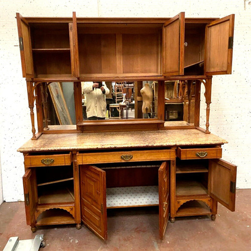 Buffet Vitrine De Style Louis XVI En Bois Massif XIX Siècle