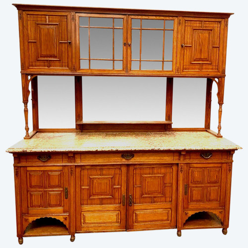 Buffet Vitrine De Style Louis XVI En Bois Massif XIX Siècle