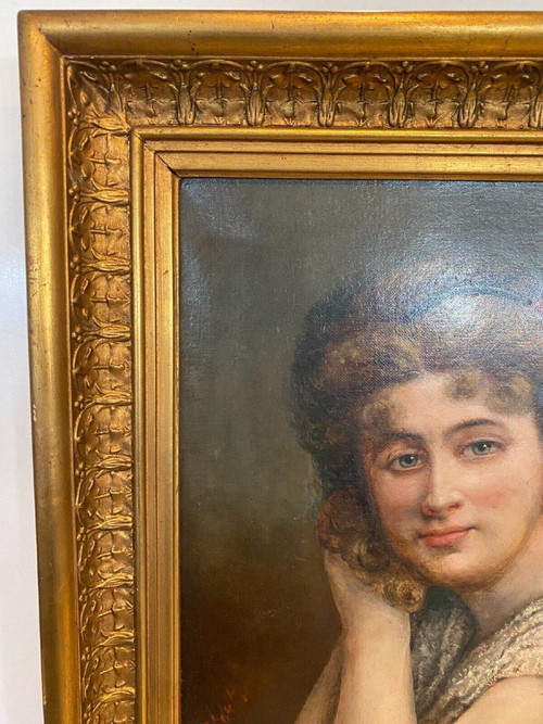 Öl auf Leinwand Porträt einer jungen Frau in Büste „XX Jahrhundert