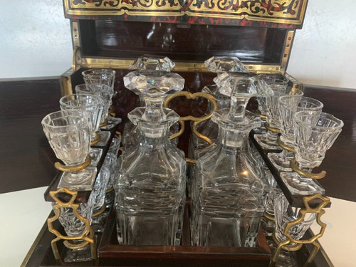 Complete Liquor Cellar In Boulle Marquetry Napoleon III Box XIX Century