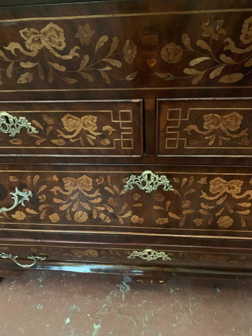 Comò Scribano In Intarsio Olandese XVIII Secolo