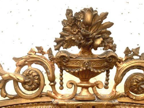 Miroir De Style Louis XVI En Bois Et Stuc Doré XIX Siècle