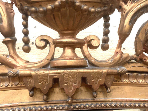 Miroir De Style Louis XVI En Bois Et Stuc Doré XIX Siècle