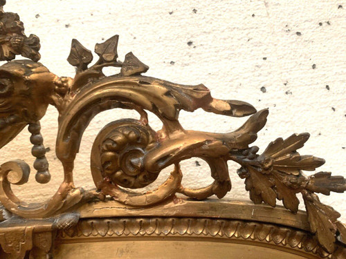 Miroir De Style Louis XVI En Bois Et Stuc Doré XIX Siècle