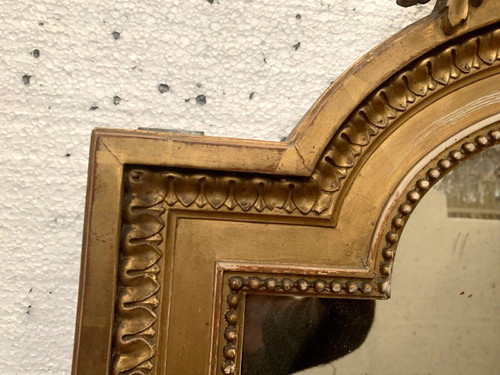 Miroir De Style Louis XVI En Bois Et Stuc Doré XIX Siècle