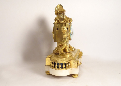 Clock Louis XVI Lanterne Magique Enfants Bronze Doré Marbre Roque XVIIIè