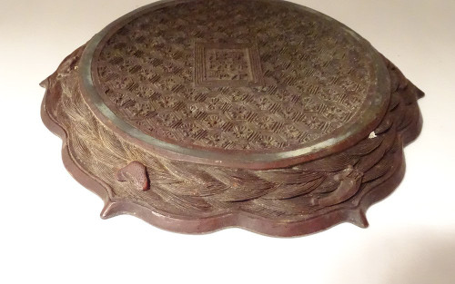 Paire Plats Laque Cinabre Chine Dragons Perle Signature Qianlong XIXème