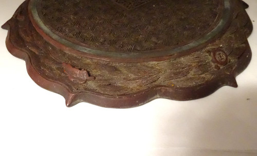 Paire Plats Laque Cinabre Chine Dragons Perle Signature Qianlong XIXème