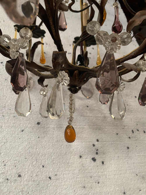 Käfig-Kronleuchter im Louis-XV-Stil mit Pendeloques und Wassertropfen, 20. Jahrhundert