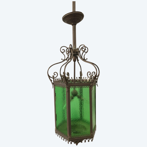 Vestibule Lantern In Bronze And Patinated Brass XX Century