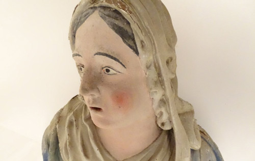 Statue Buste Sainte Marie-Madeleine Magdala Bois Polychrome XVIIIè Siècle
