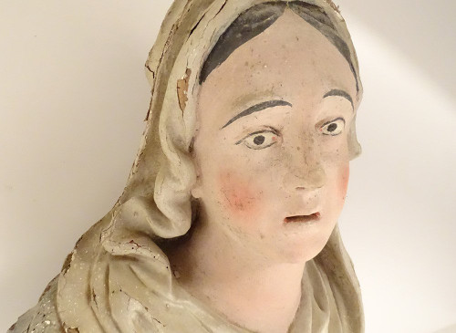 Statue Buste Sainte Marie-Madeleine Magdala Bois Polychrome XVIIIè Siècle