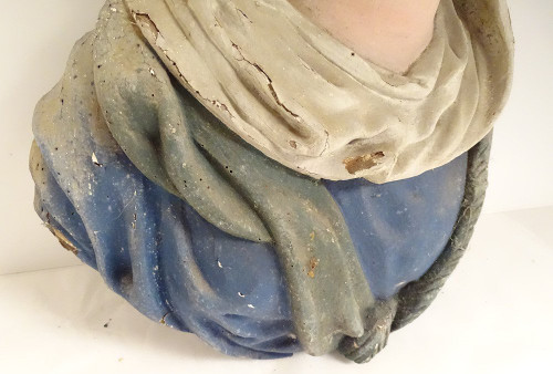 Statue Buste Sainte Marie-Madeleine Magdala Bois Polychrome XVIIIè Siècle