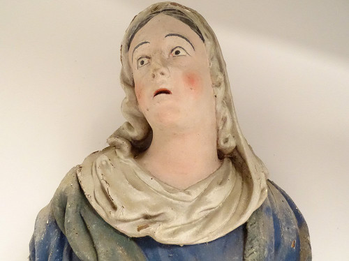 Statue Buste Sainte Marie-Madeleine Magdala Bois Polychrome XVIIIè Siècle