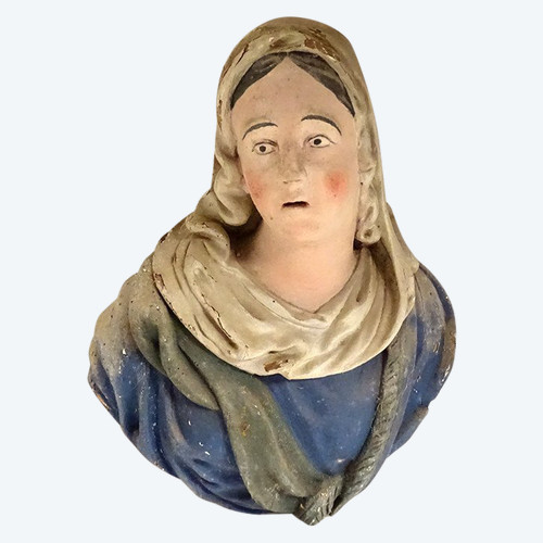 Statue Buste Sainte Marie-Madeleine Magdala Bois Polychrome XVIIIè Siècle