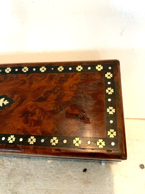 Portaoggetti In Thuya Loupe Napoleone III Boulle Intarsio XIX Secolo