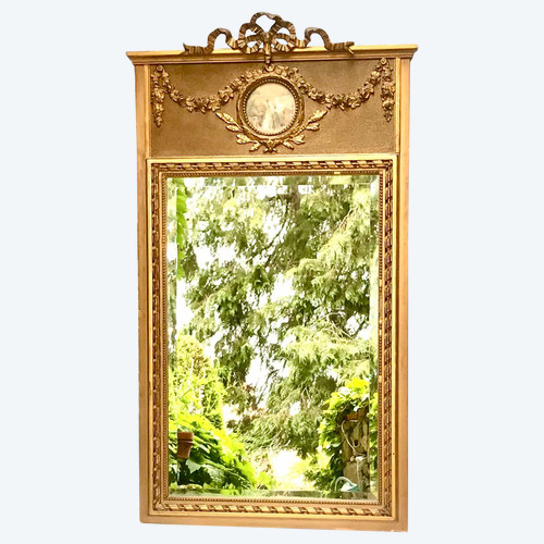 Louis XVI style gilt trumeau mirror