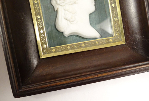 Ritratto profilo busto di biscuit Regina Maria Antonietta Miniatura Inizio XIX secolo